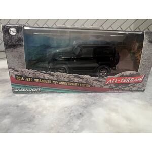 Greenlight 1:43 2016 Jeep Wrangler 75th Anniversary All-Terrain Diecast Blac
